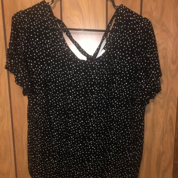 Xhilaration Black & White Polka Dot Blouse - Picture 1 of 2
